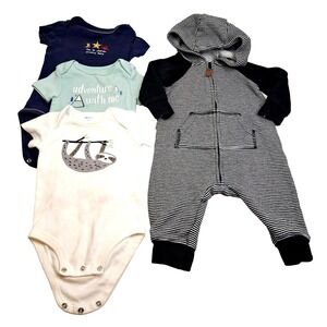 Lot of Baby Boy Clothing 3-6 Month Bodysuits Carter's Just One Year Cloud Island